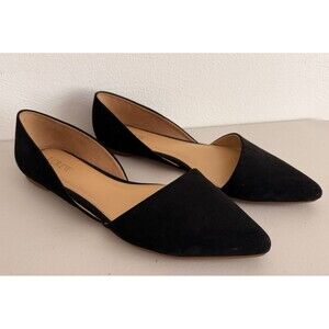 J. Crew Zoe D'Orsay Flats Size 10 Black Suede Pointed Toe Classic Preppy